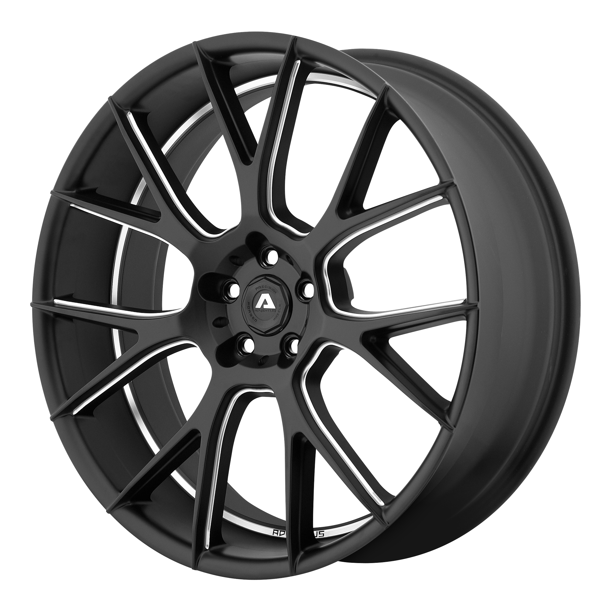 Adventus AVX 7 Matte Black Milled 22x10 +20 5x120mm 74.1mm Wheels - Premium Alloy Rims for Trucks & SUVs - Perfect for Off-Road & Street Performance