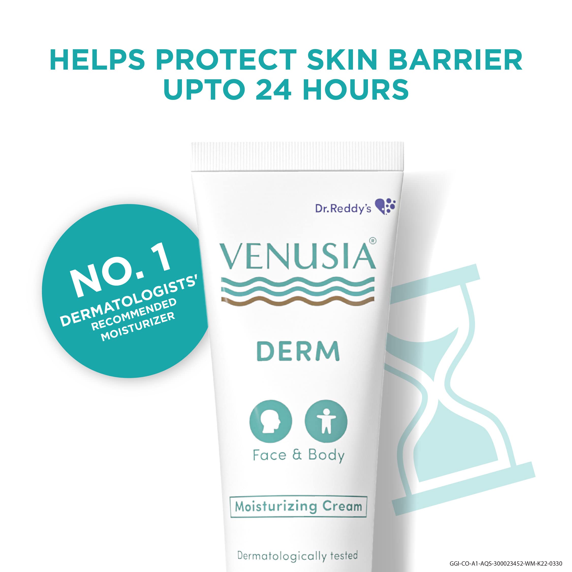 VENUSIA Dr. Reddy's Derm Moisturizing Lotion for Face & Body - 10 Hour Hydration, Dry Skin Repair & Nourishment, Soothes Itching & Irritation - Pack of 1 | Daily Skincare for Dry, Sensitive Skin at Home or Travel