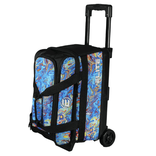 ELITE Basic Double Roller Blue Swirl Bowling Bag - Durable Rolling Bowling Ball Carrier for League Play & Tournament Travel