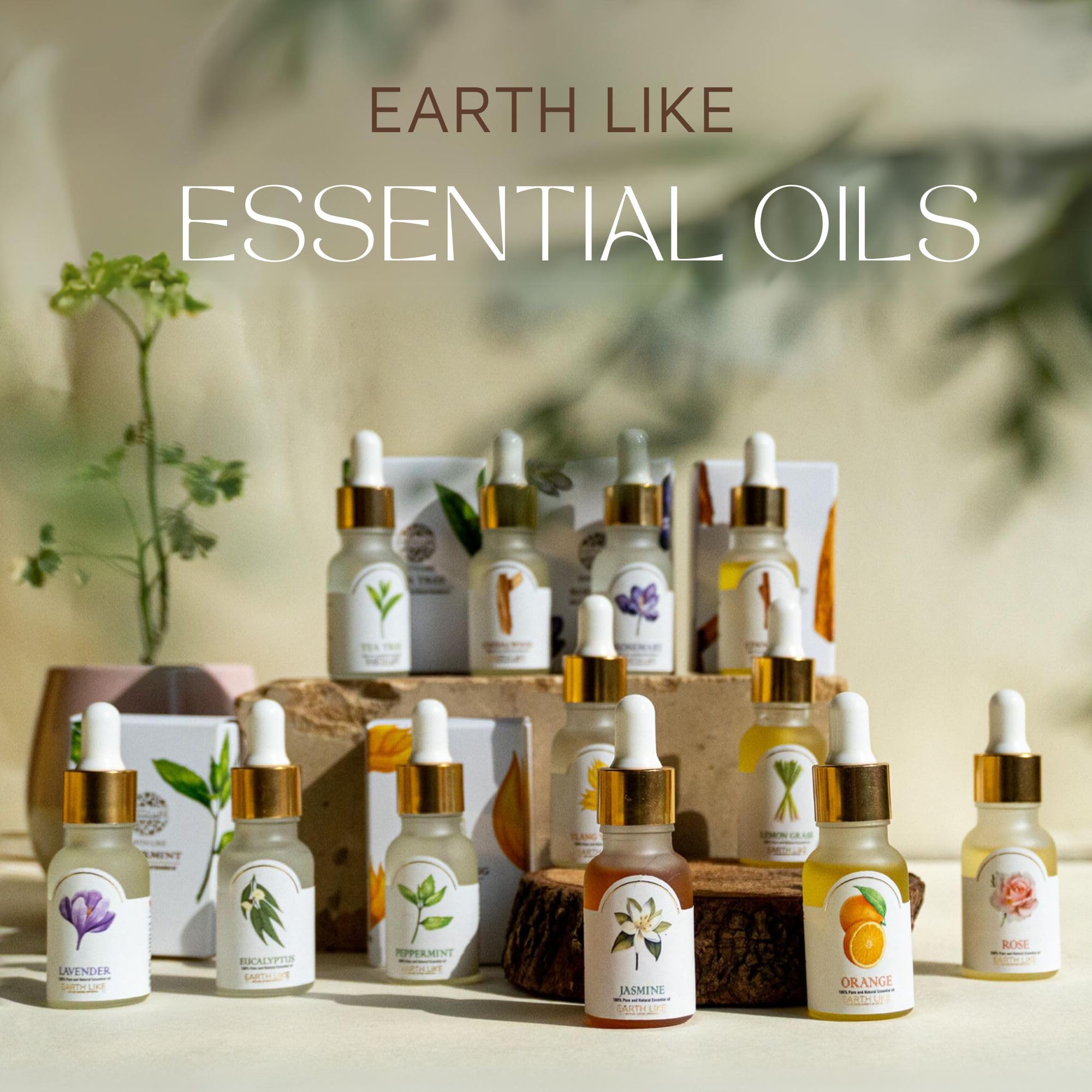 EARTH LIKE Pure Jasmine Essential Oil (15ml) - 100% Natural for Skin Care, Hair Growth, Aromatherapy, Bath & Massage - Perfect for Diffusers, Soap Making & DIY Beauty Products - Includes Dropper - Pack of 2 - Ideal for Relaxation, Spa & Home Fragrance