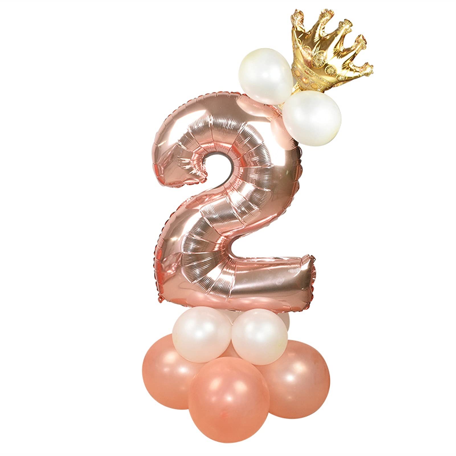 YCZOD 13Pcs Rose Gold Number Foil Balloons Set - Happy Birthday Decorations for Baby Shower, Kids Party & Family Celebrations (Number 2) | Perfect for Birthday Backdrops, Photo Booths & Anniversary Decor