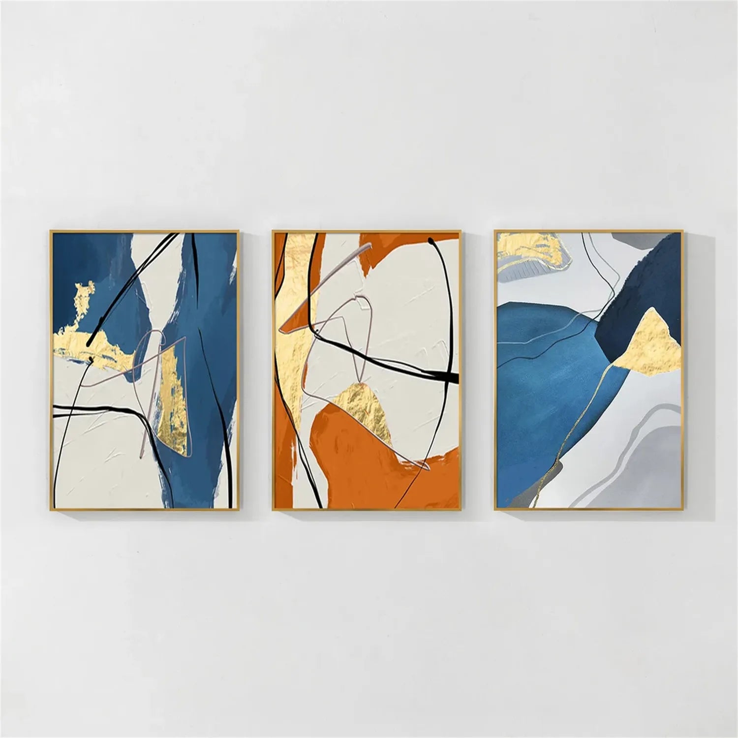 Abstract Wall Art Set of 3 - Modern Canvas Paintings for Living Room Decor | #AB224 | Perfect for Home, Office & Gift Giving