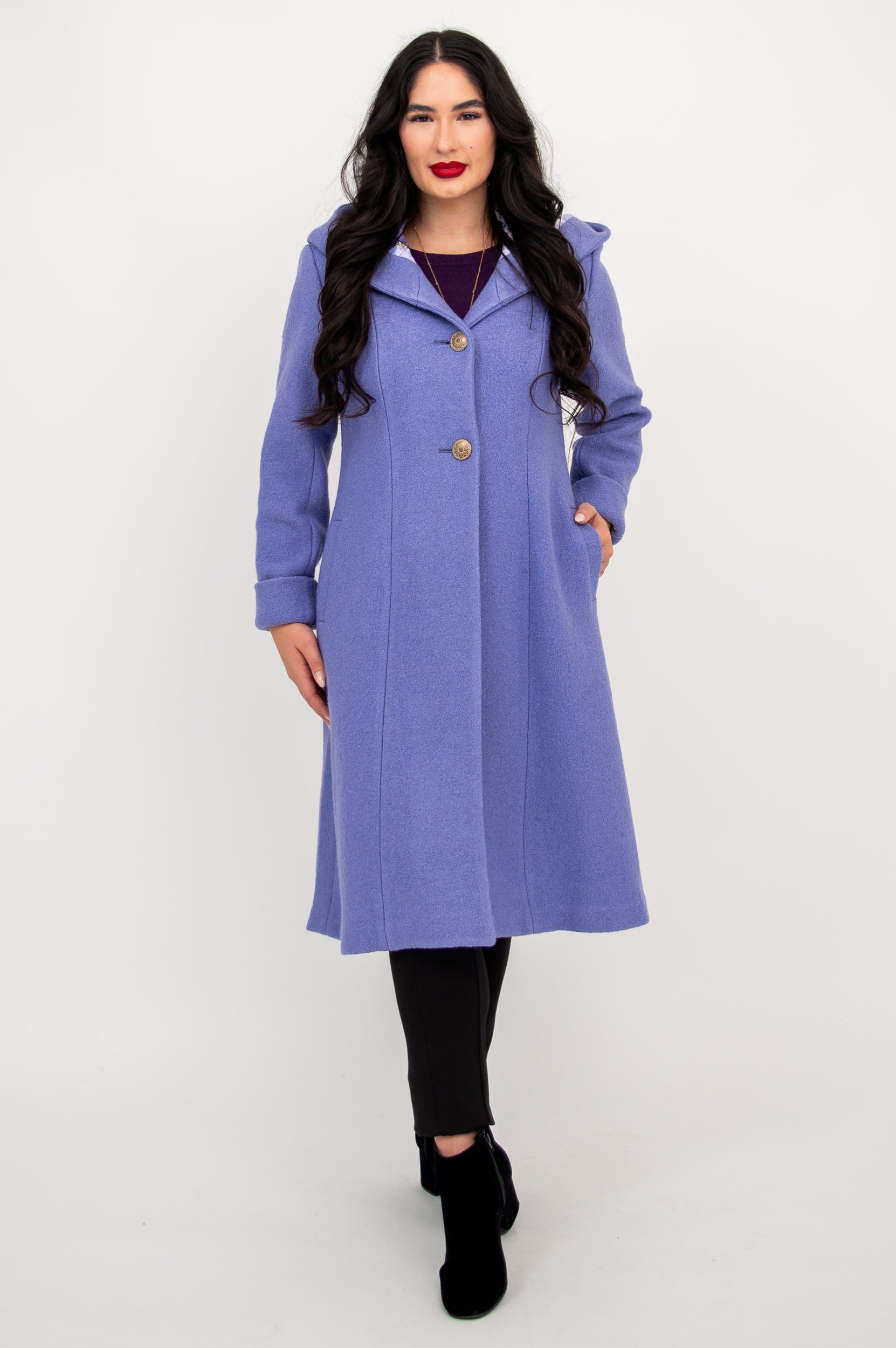 Stylish Britt Coat in Amethyst - Premium Boiled Wool Jacket for Women | Perfect for Fall & Winter Fashion, Office Wear, and Outdoor Activities