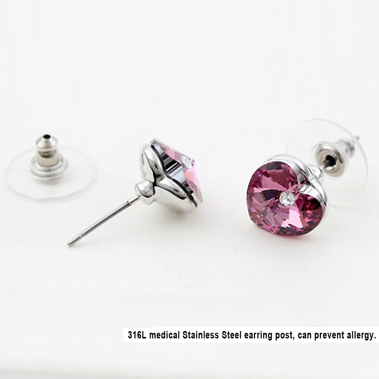 Swarovski Crystal Heart Stud Earrings - Elegant Gift for Her
