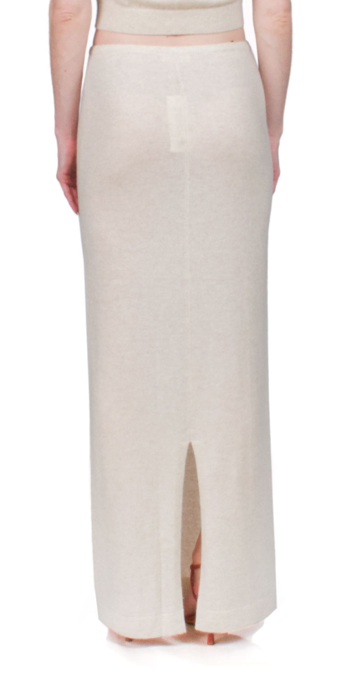 Emma Women's Soft Cashmere Skirt in Oatmeal - Elegant Winter Midi Skirt for Office, Party & Casual Wear