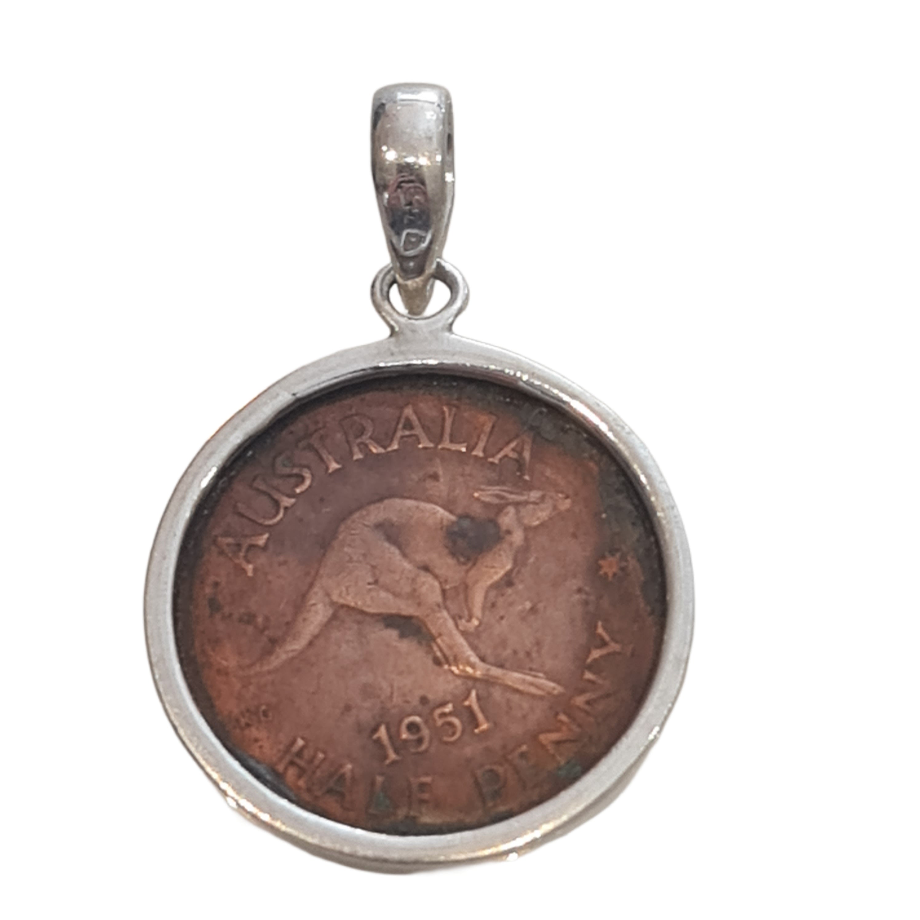 Vintage 1951 Australian Half Penny Coin Pendant - Unique Collectible Jewelry for Coin Enthusiasts & History Lovers | Perfect Gift for Birthdays, Anniversaries & Special Occasions