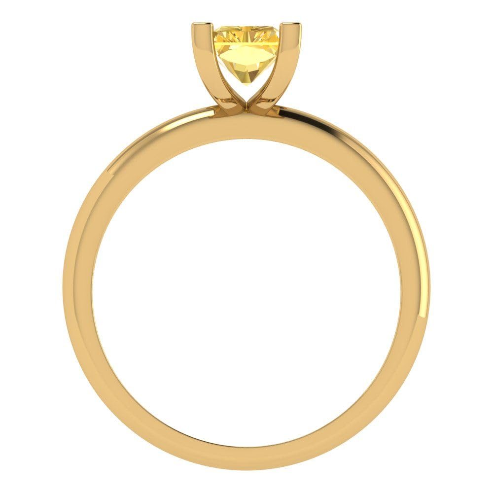 1.0 ct Natural Yellow Citrine Emerald Cut Solitaire Engagement Ring - 14k Yellow Gold Bridal Designer Anniversary Jewelry for Women | Perfect for Proposals, Weddings & Special Occasions