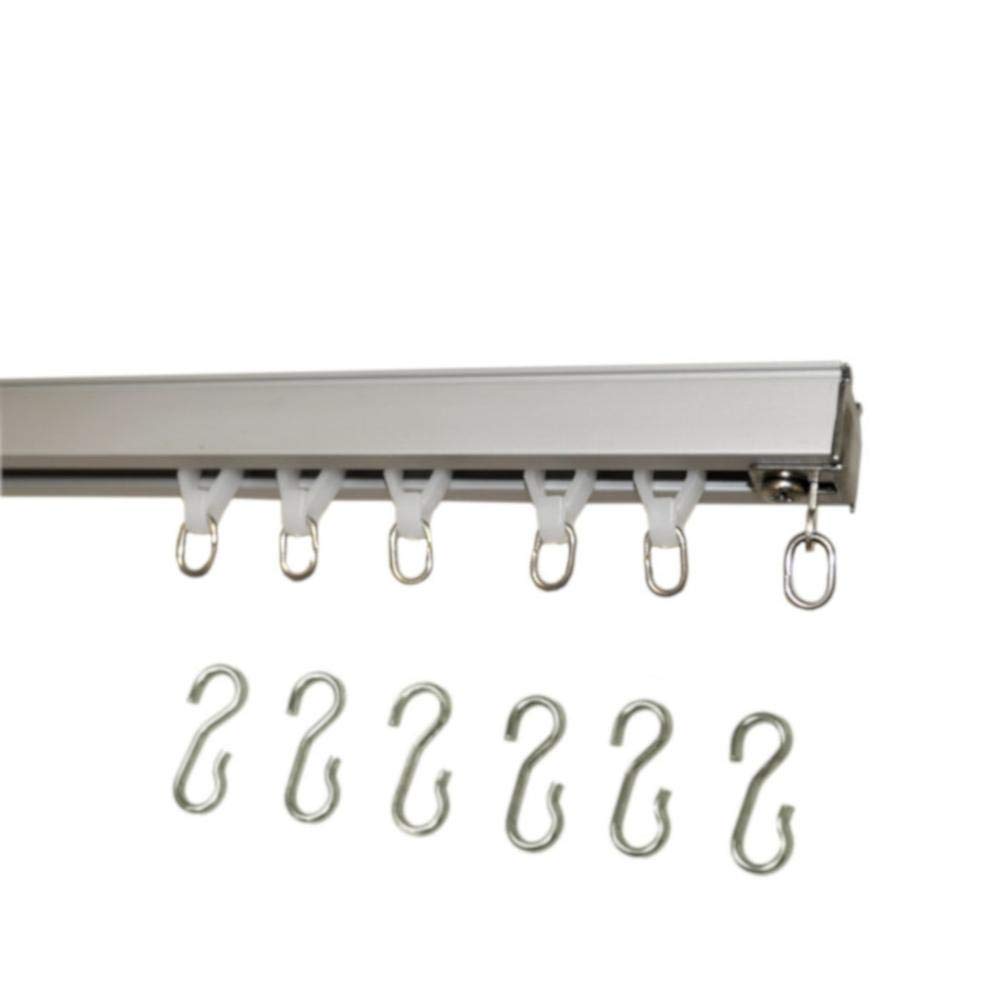 Heavy Duty Ceiling Curtain Track System - 21 Feet in 3 Sections with Smooth Wheeled Carriers & Hooks (Silver) - Perfect for Living Rooms, Bedrooms, and Home Theater Blackout Solutions