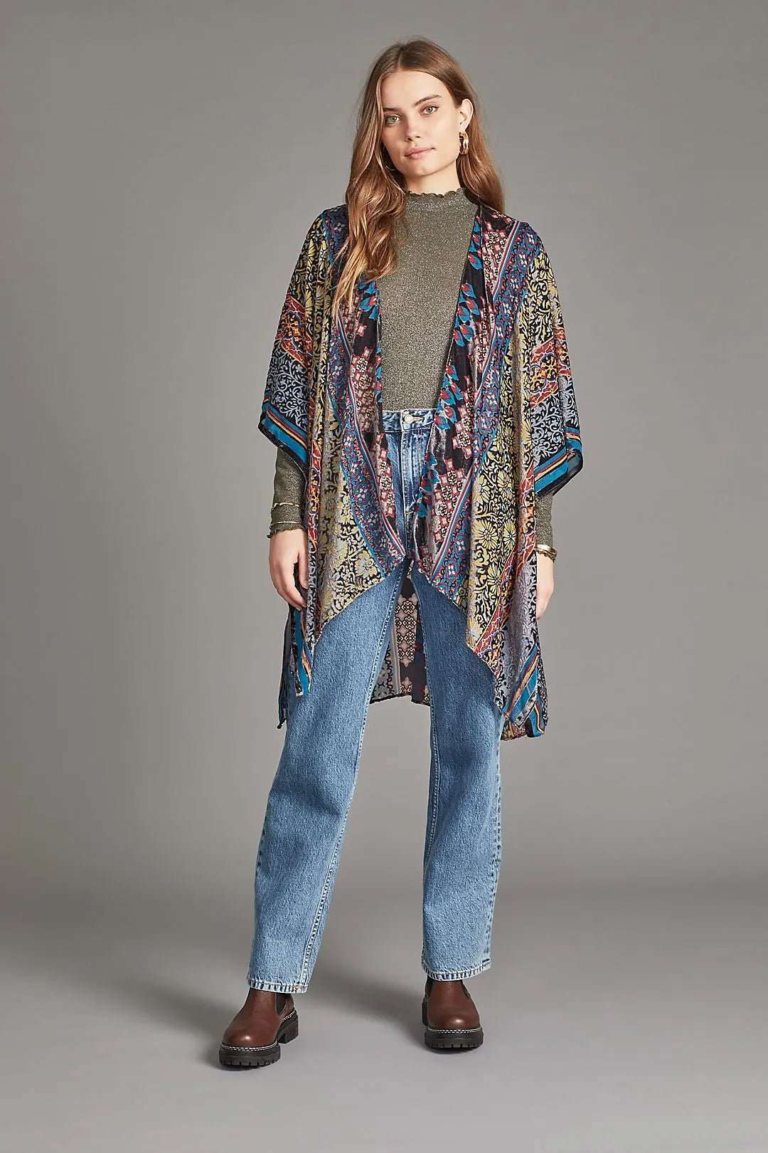Bohemian Velvet Kimono Robe for Women - Soft & Luxurious Loungewear for Spa, Yoga, and Relaxation at Home