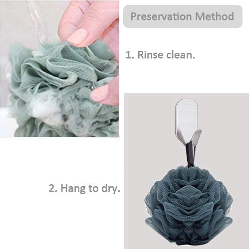 BlueFinger Bath Pouf Mesh Loofah Sponge - Soft Exfoliating Shower Pouf for Gentle Skin Cleansing, 4-Pack - Perfect for Daily Shower, Spa & Body Wash Routine