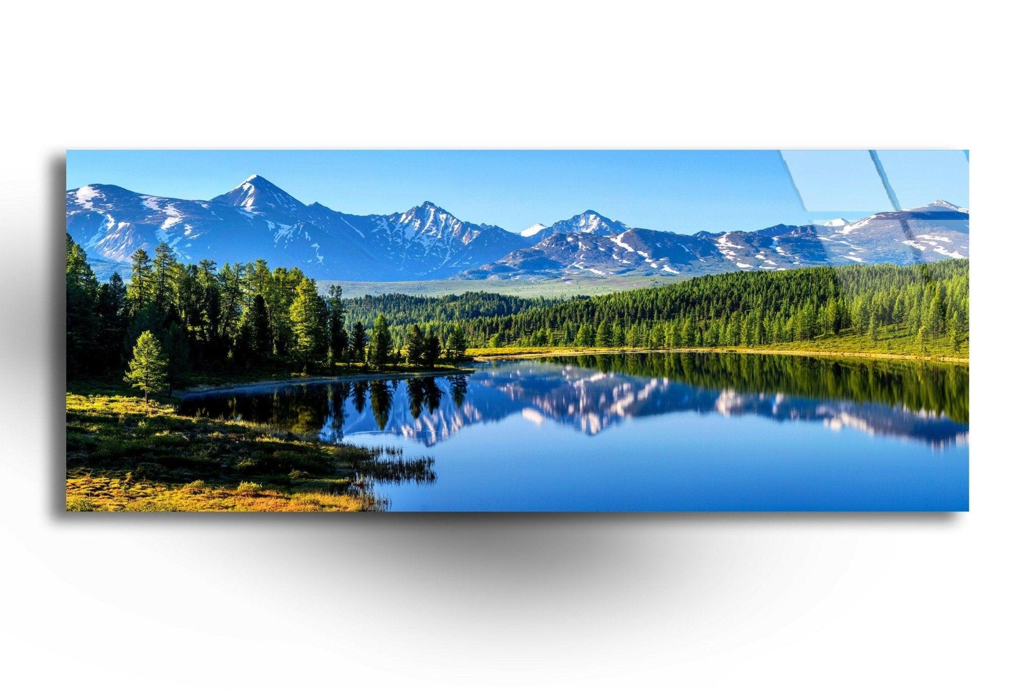 Stunning Altai Mountains Landscape Glass Wall Art - Handcrafted Home Decor for Living Room, Bedroom & Office - Perfect Gift for Nature Lovers