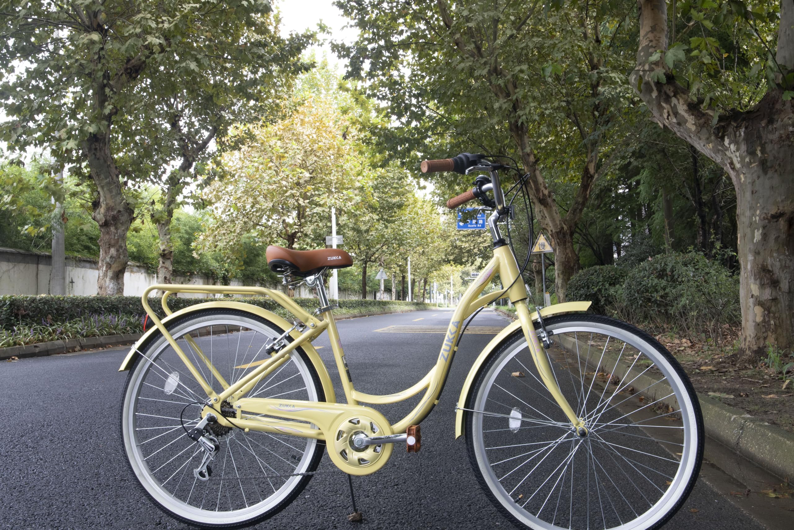 **ZUKKA 24/26 Inch Women's Beach Cruiser Bike - 7 Speed City Bicycle with Dual V-Brake, Adjustable Seat & Multiple Colors - Perfect for Commuting, Leisure Rides & Coastal Adventures**