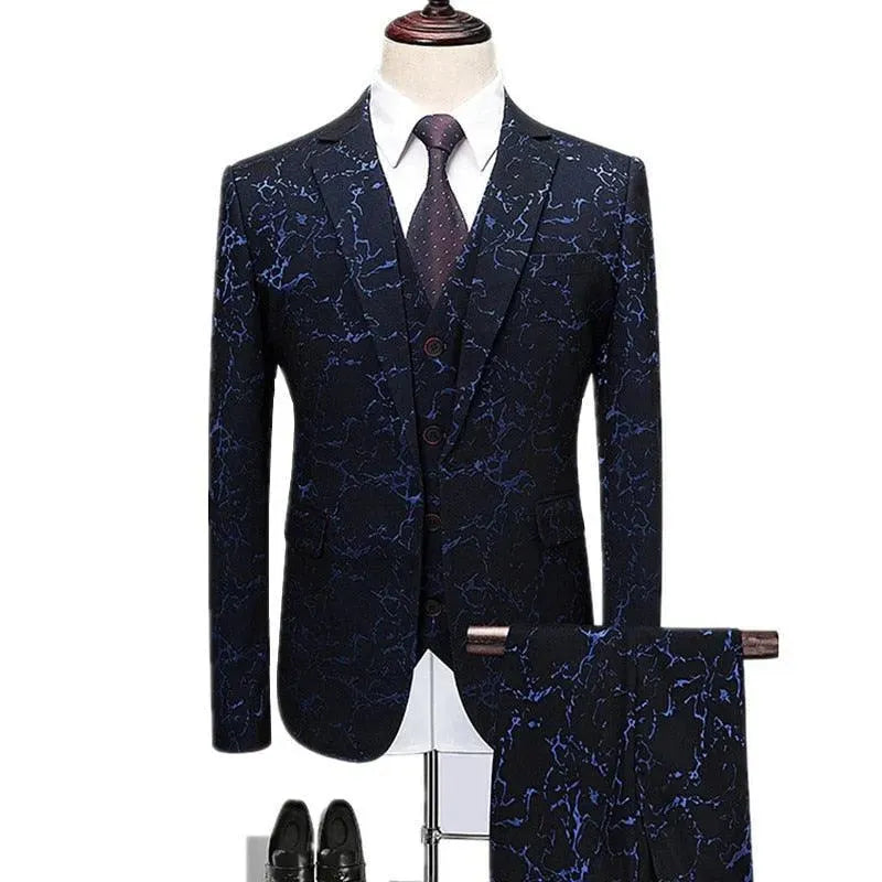 Vincenzo Luxury Galaxy 3-Piece Suit for Men - Premium Business Formal Wear - Perfect for Weddings, Office & Special Occasions