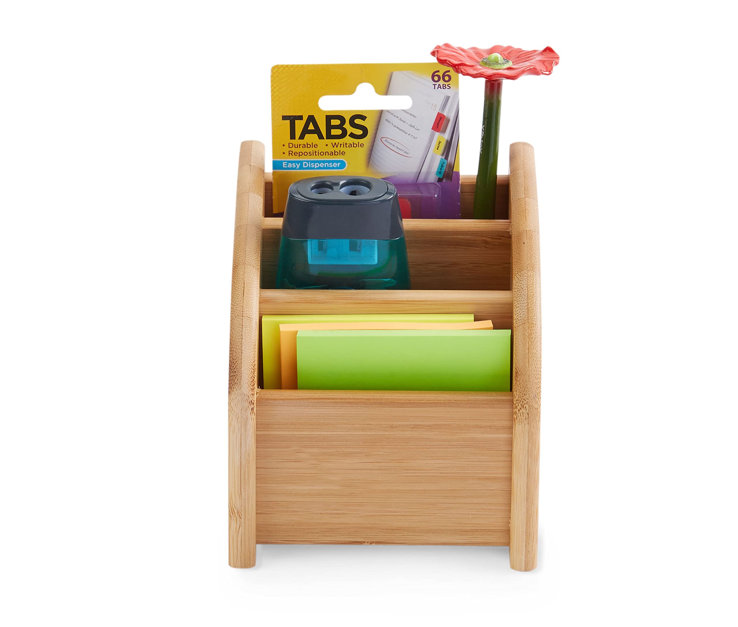 3-Tier Bamboo Desk Organizer - Office Supplies Storage for Pens, Makeup & Crafts | Perfect for Home Office, Vanity Table & Workspace Organization