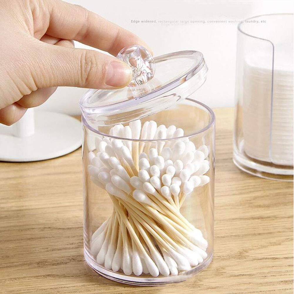 Clear Acrylic Makeup Organizer Set - 3-Piece Cotton Ball & Swab Holder for Bathroom Storage