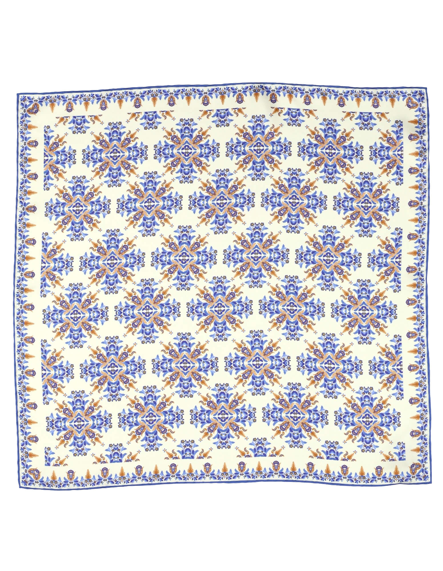 DÉCLIC Ashington Floral Pocket Square - Elegant Cream Silk Handkerchief for Men's Suits | Perfect for Weddings, Business Meetings & Formal Events