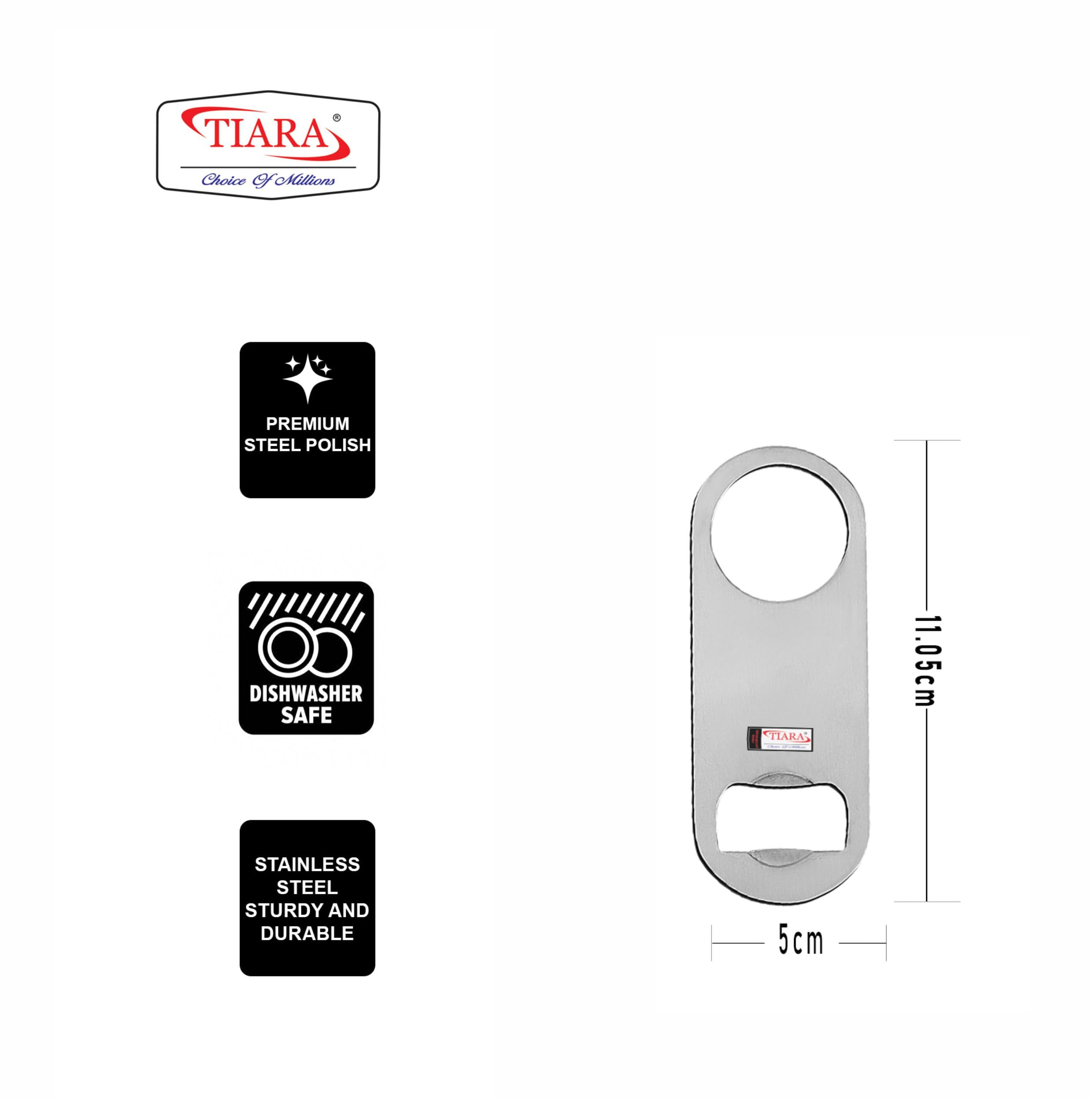 TIARA Sania Stainless Steel Bottle Opener - 11cm Compact Beer & Soda Opener for Kitchen, Bar, Restaurant - Durable Flat Design (1-Pack) - Perfect for Parties, Camping & Home Use