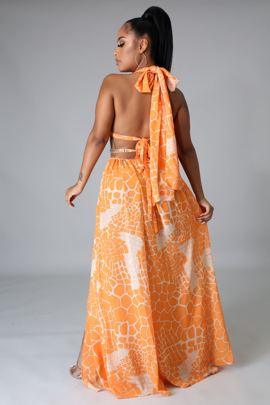 Tulum Vacation Maxi Dress in Peach & Orange - Perfect for Beach Getaways, Summer Outings, and Boho Chic Style