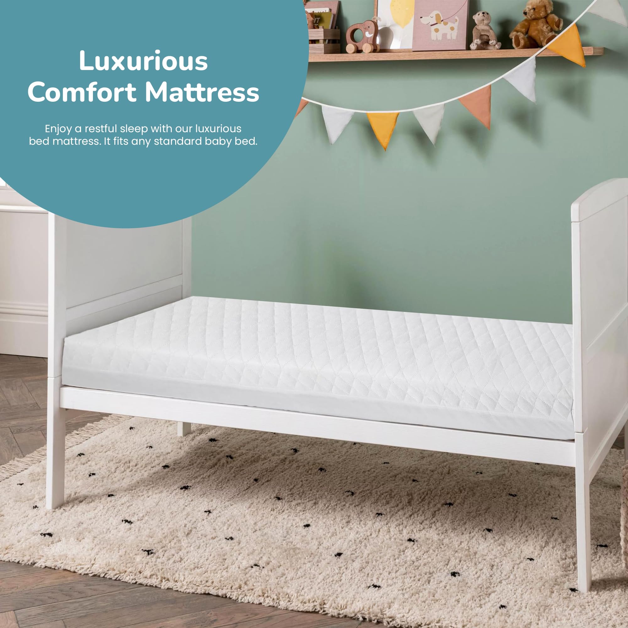 Night Comfort Ultra Breathable Baby Cot Mattress - Hypoallergenic & Waterproof with Removable Washable Cover (47
