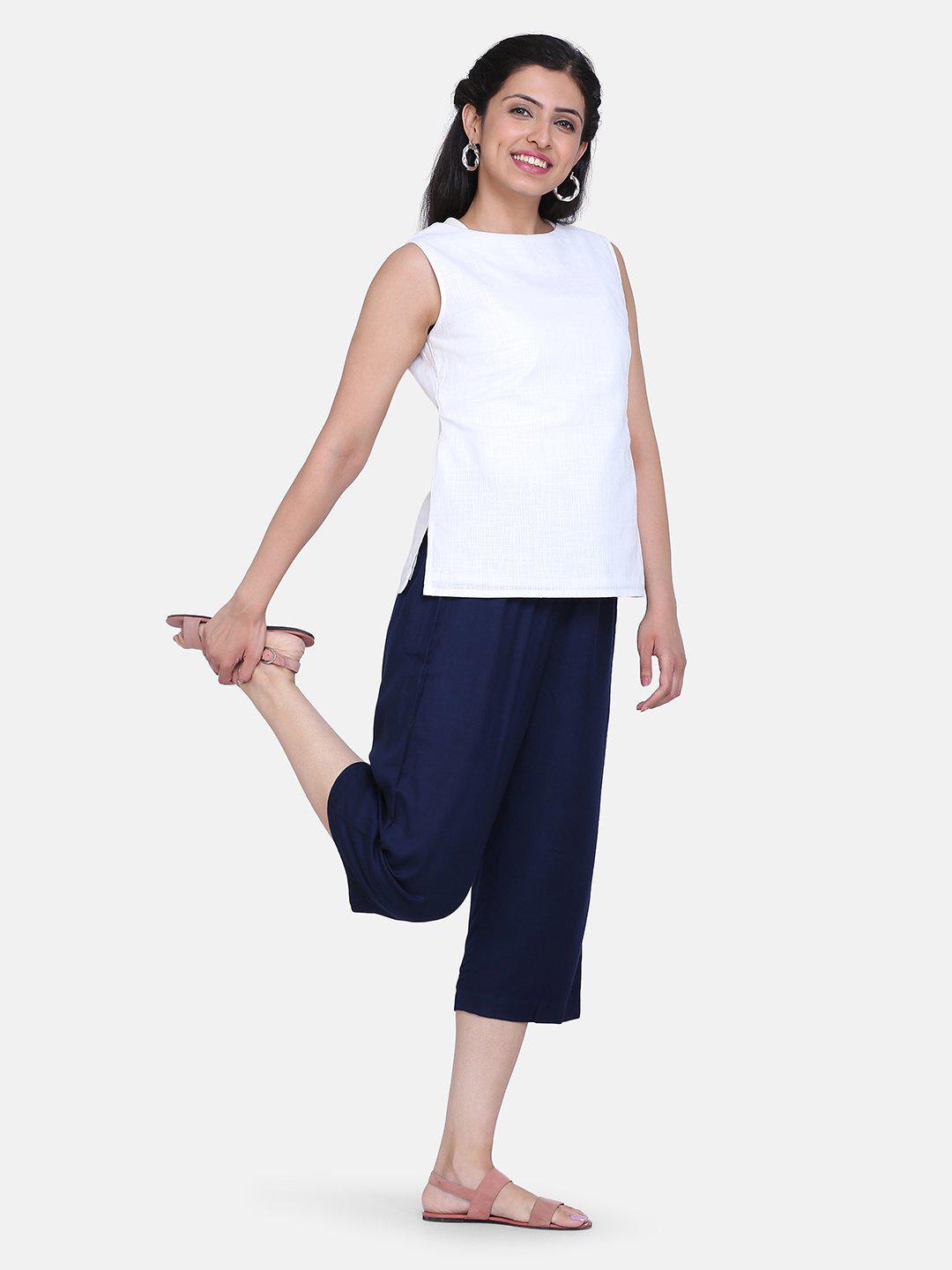 Stylish Rayon Culottes in Navy Blue - Comfortable & Flowy Women's Pants for Casual Wear, Office, and Summer Outfits
