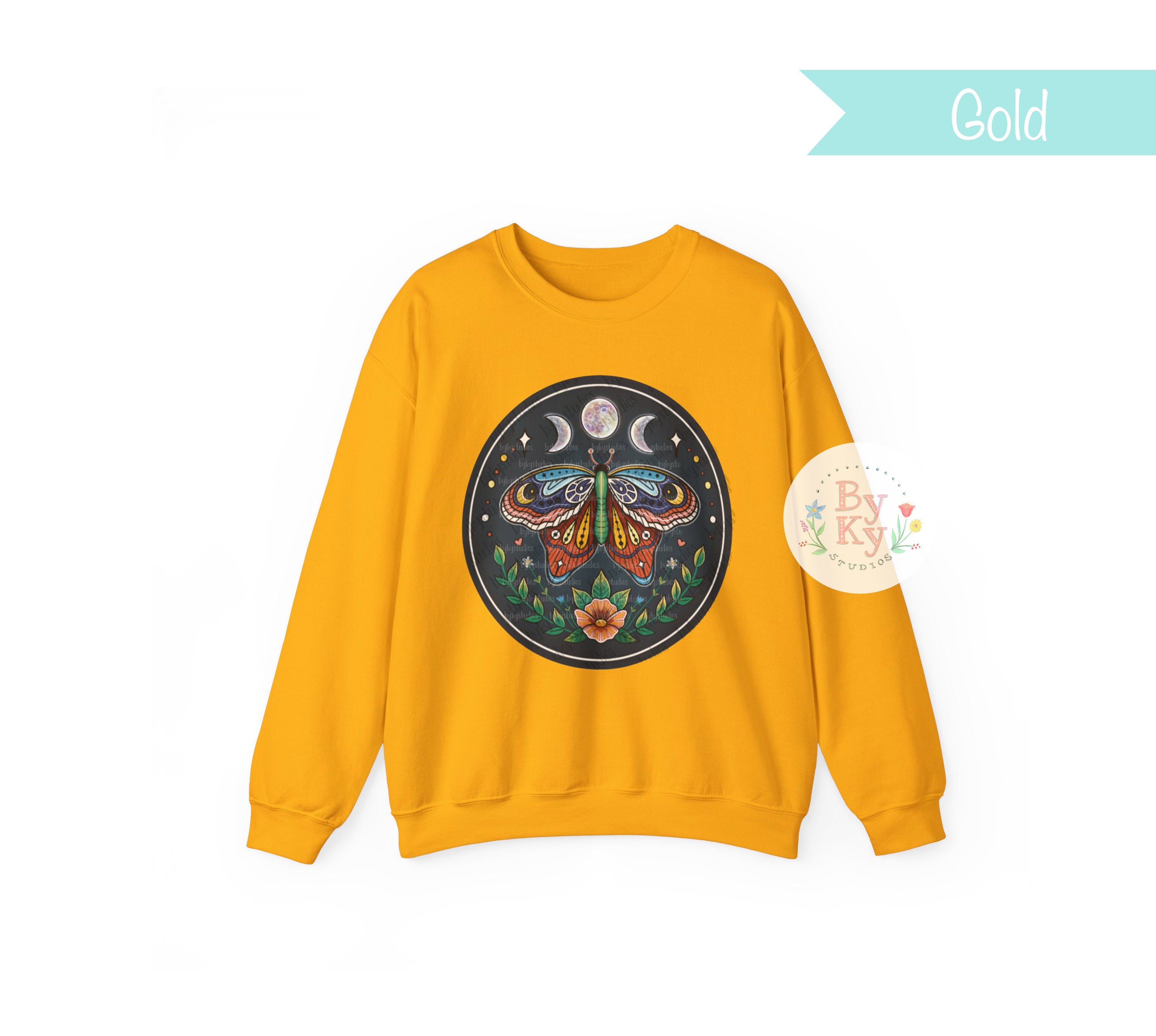 Moon Moth Unisex Heavyweight Crewneck Sweatshirt - Soft Cotton Pullover for Men & Women - Cozy Casual Wear for Fall & Winter