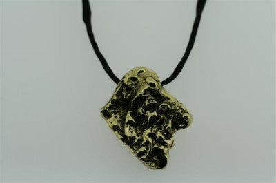 Brass Nugget Pendant on Black Silk Cord Necklace - Elegant Minimalist Jewelry for Women, Perfect for Everyday Wear & Special Occasions