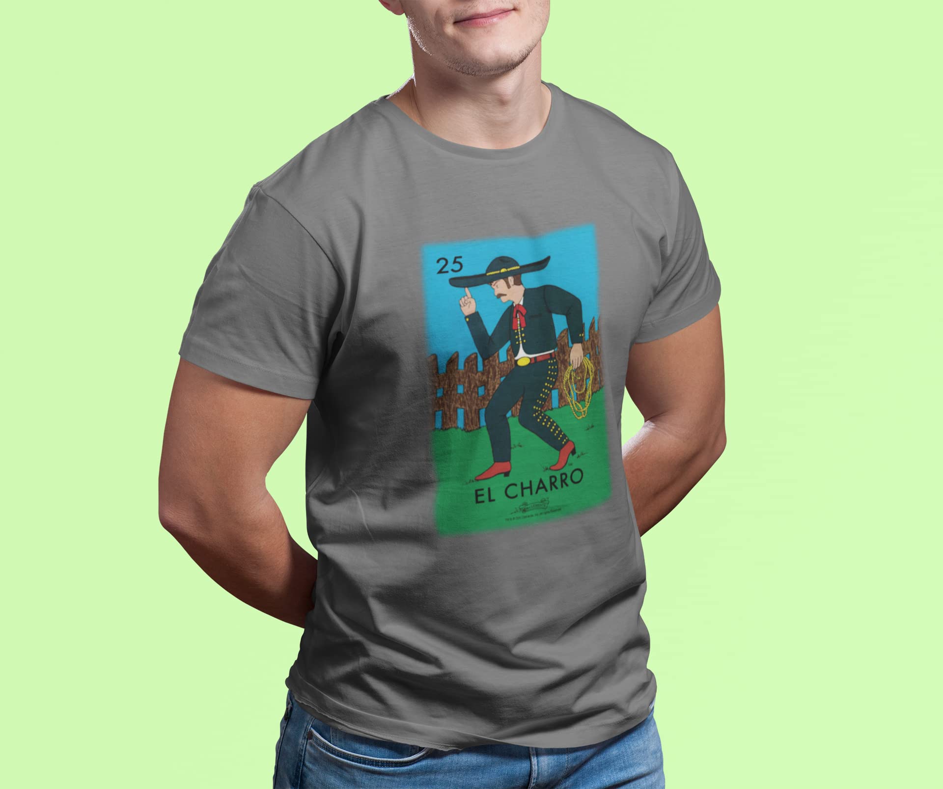 Pop Threads El Charro Cowboy Loteria Card Mexican Graphic T-Shirt for Men - Vintage Latino Style Cotton Tee - Perfect for Cinco de Mayo, Hispanic Heritage Month & Casual Wear