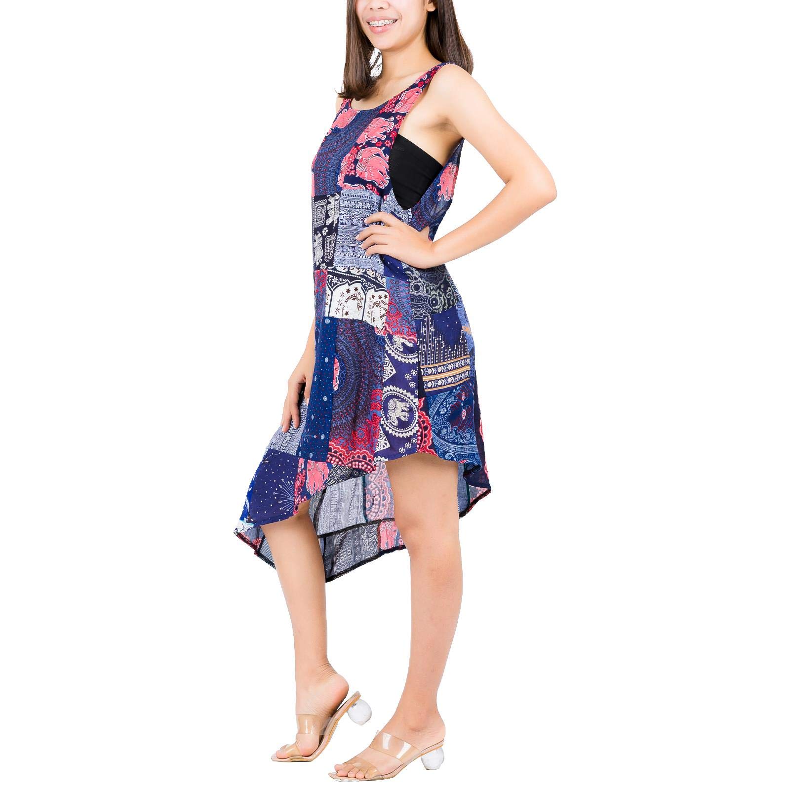 LOFBAZ Women's Patch Tunic Summer Dress - Casual Sleeveless Beach Cover Up for Vacation, Pool Party & Outdoor Activities