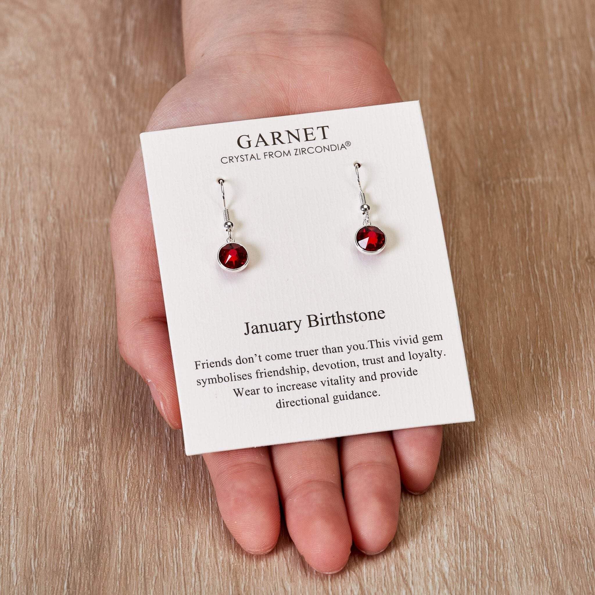 Garnet Zirconia Drop Earrings - January Birthstone Jewelry for Women