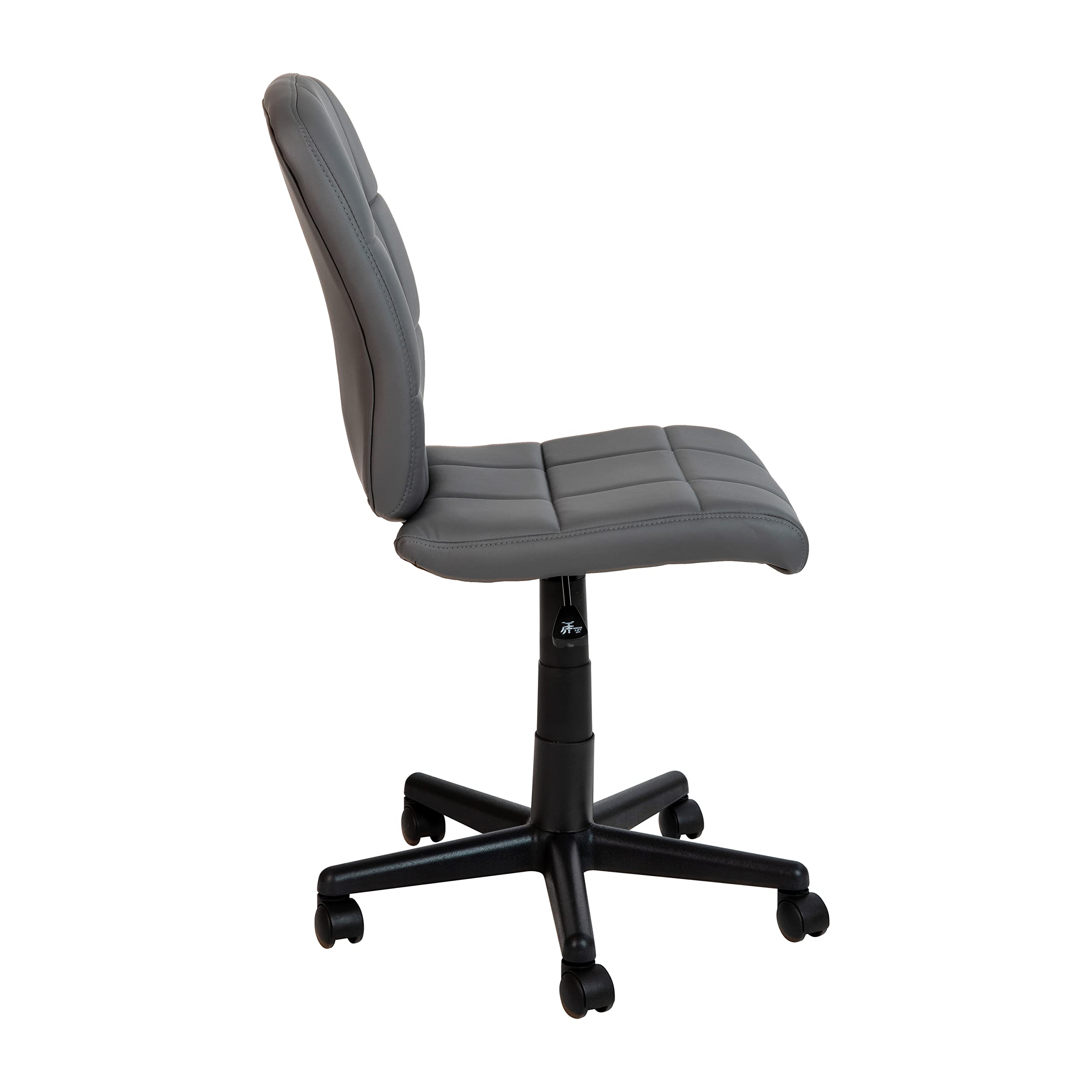 Emma & Oliver Mid-Back Gray Quilted Vinyl Swivel Office Chair - Ergonomic Task Chair for Home Office, Computer Desk & Workspace - Comfortable Work from Home Chair for Long Hours