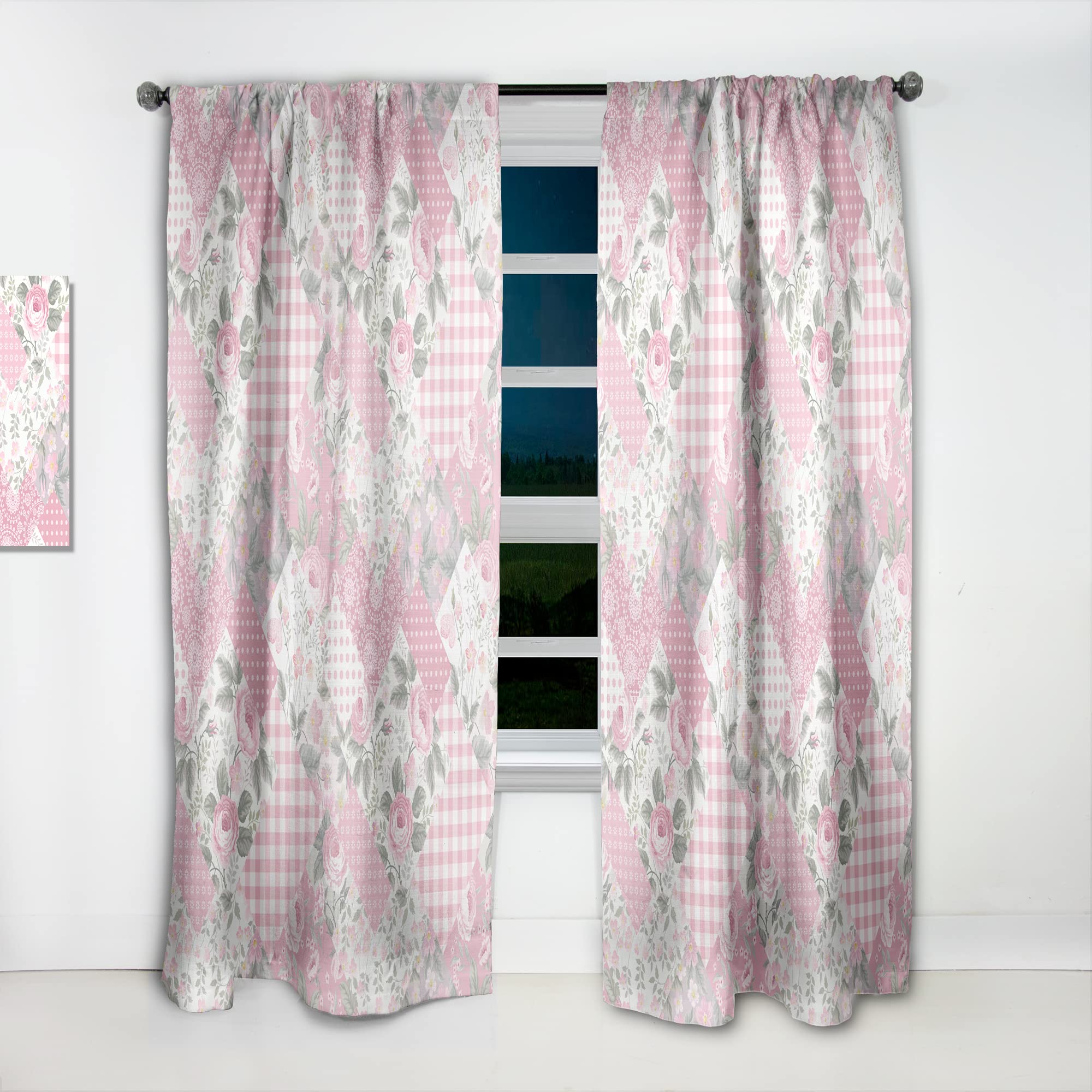 DesignQ Patchwork Floral Curtains - Thermal Insulated Single Panel Window Drapes 52x108 Inches for Bedroom & Living Room - Home Decor & Blackout Window Treatment