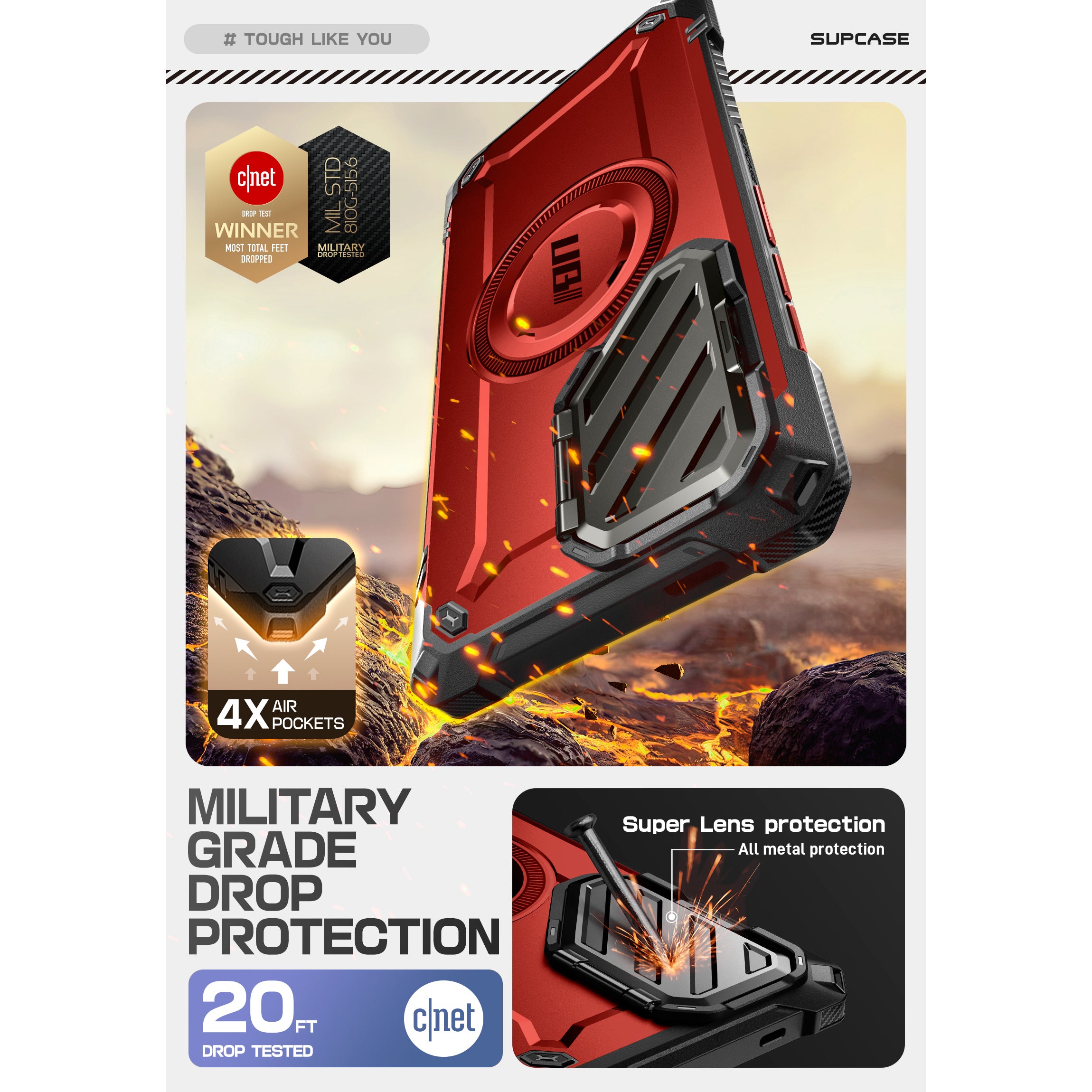 Samsung Galaxy S25 Ultra Unicorn Beetle MAG XT Bumper Case - Shockproof Protective Cover with Magnetic Mount, Metallic Red - Perfect for Outdoor Adventures & Daily Use