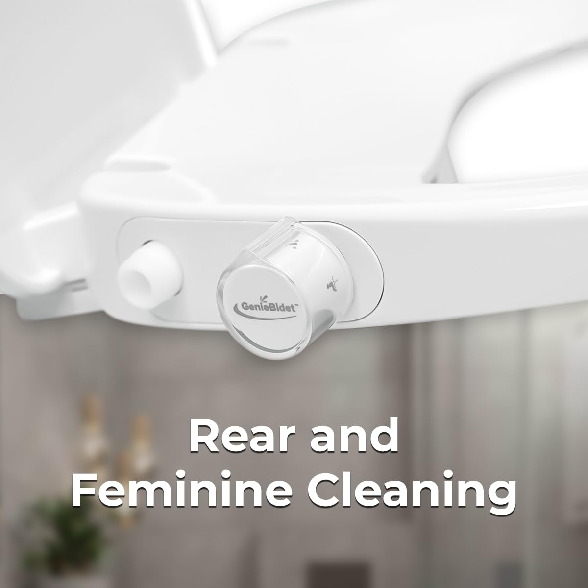 GenieBidet Elongated Bidet Toilet Seat with Dual Nozzles - Adjustable Water Pressure, Slow Close & Easy Installation - Includes T Adapter & Bottle - Perfect for Bathroom Upgrade & Hygienic Cleaning - No Wiring Required