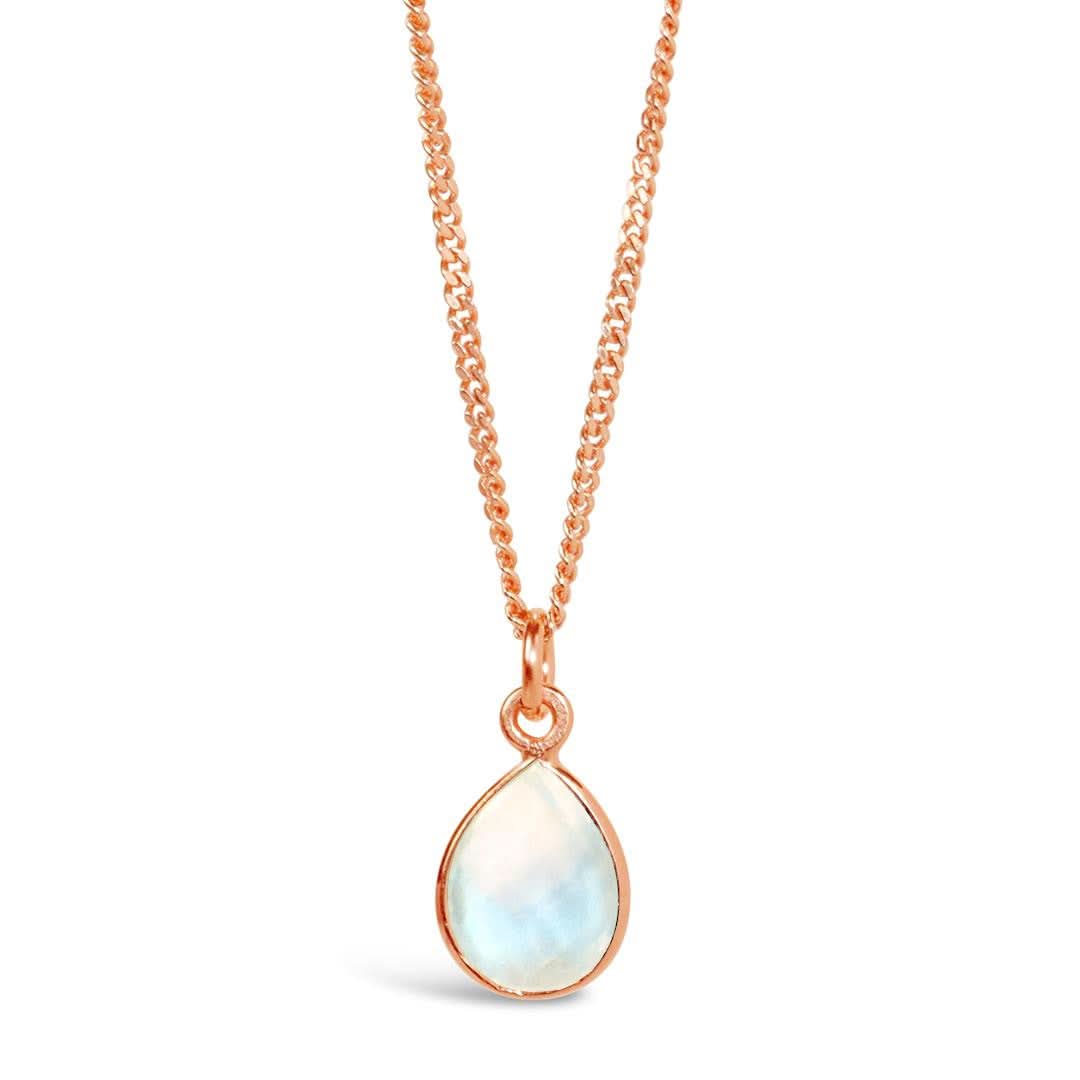 Moonstone Charm Necklace in Rose Gold | June Birthstone Jewelry for Women | Perfect Gift for Birthday, Anniversary & Special Occasions