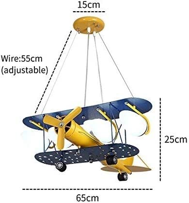 Modern Nordic LED Airplane Chandelier - Remote Control Cartoon Boys Hanging Lamp with Bulb for Kids Bedroom & Nursery Decor (Cold White, No Remote Control) | Perfect for Children's Room Theme Lighting & Playful Ceiling Decor