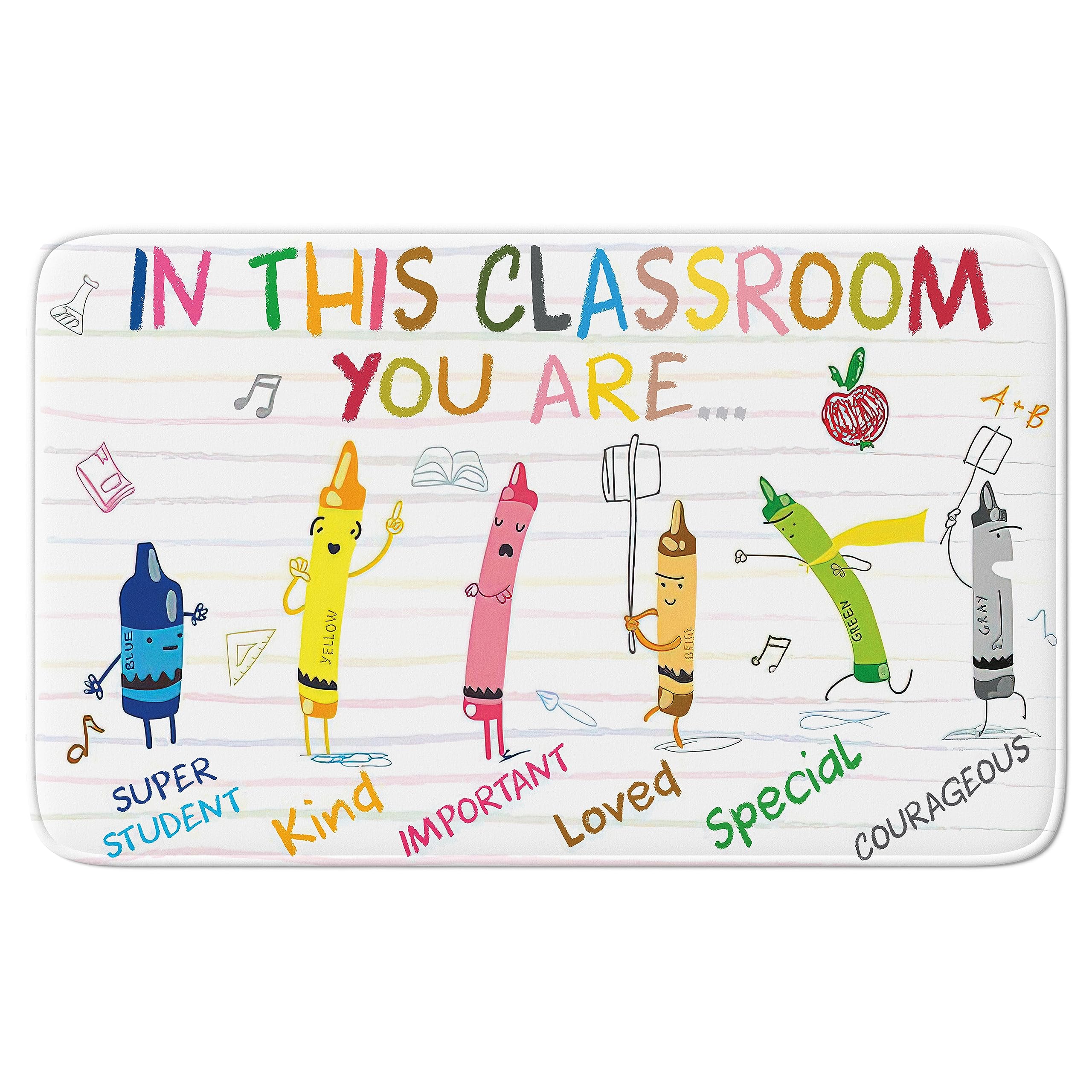 Elementary School Carpet 5x7 ft - Large Colorful Crayon Design Classroom Rug for Kids - Durable Playroom Carpet for Kindergarten, Daycare & Learning Spaces