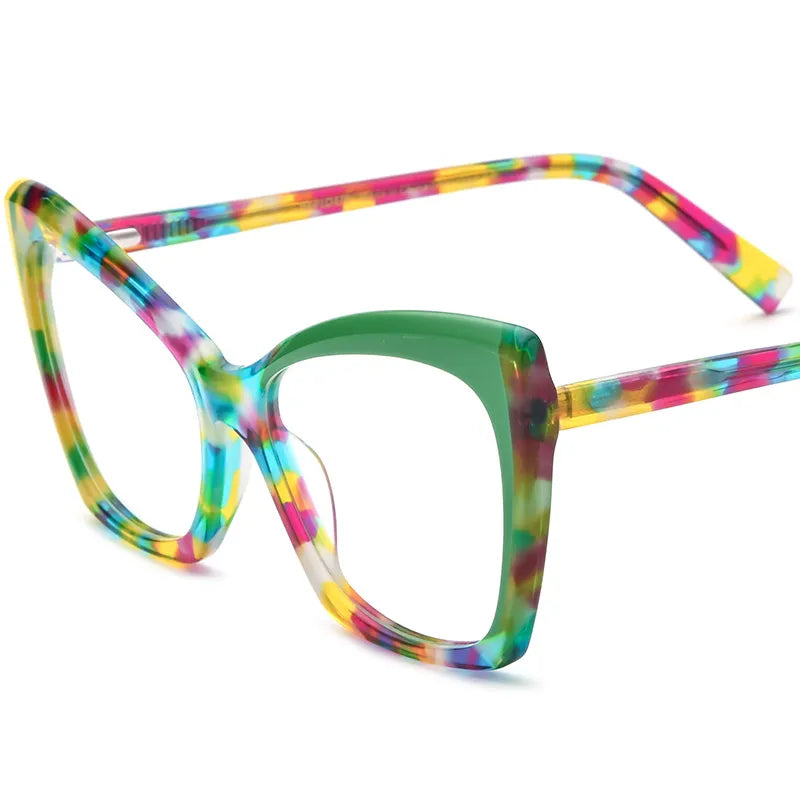 CCspace Unisex Full Rim Cat Eye Acetate Eyeglasses 56921 - Stylish Retro Frame for Men & Women - Perfect for Reading, Work, and Fashion Accessories