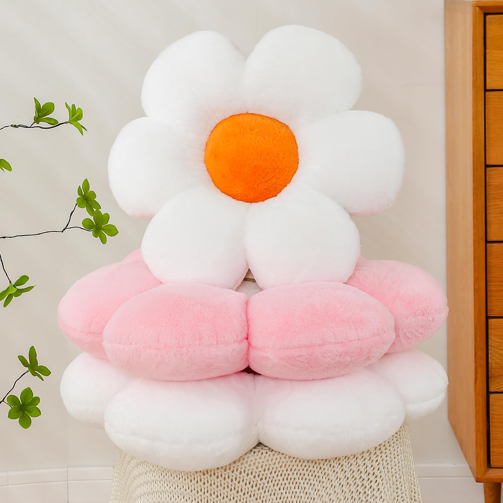 Cute Daisy Flower Pillow for Sofa Chair & Bed Decor - 15.74