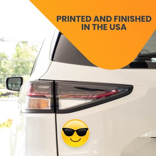 5 Inch Round Emoji Sunglasses Magnet Decal - Cute Self-Expression Car Decorative Magnet for Truck, SUV & Metal Surfaces - Express Your Personality - Perfect for Fridge, Locker & Office Decor