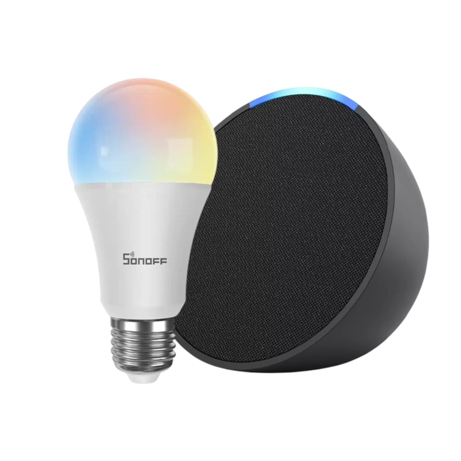 Amazon Echo Pop Smart Speaker with LED Smart Bulb - Bundle for Home Automation & Smart Lighting Control | Perfect for Smart Home Setup & Voice-Activated RGB Lighting