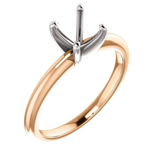 14KT Rose & White Gold Classic Solitaire Engagement Ring Setting - Fits Any Diamond Shape & Size - Perfect for Proposals, Weddings & Anniversary Gifts