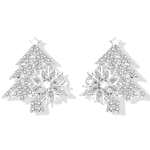 B7:Silver Christmas Tree Earrings