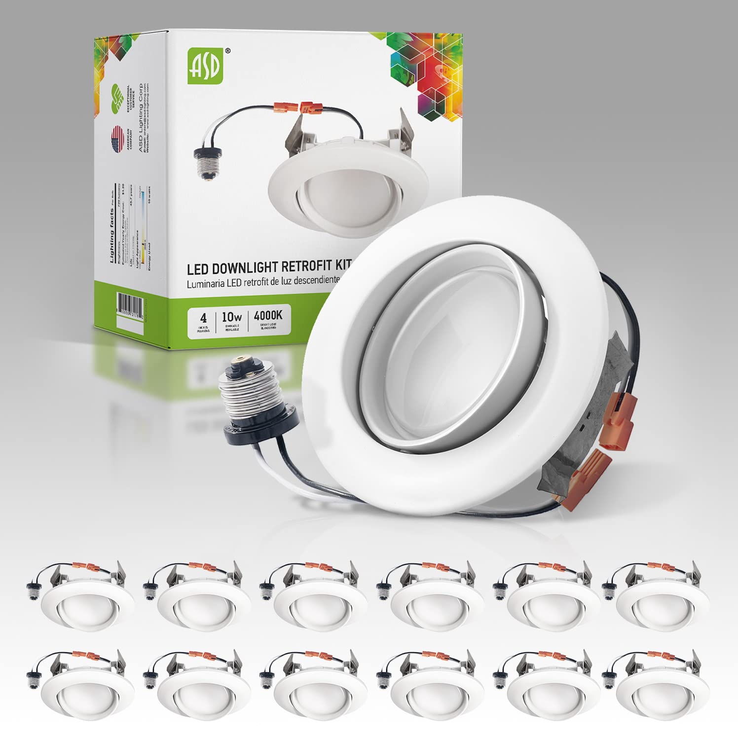 4 Inch LED Recessed Lights 10W-85W Retrofit Kit - 740 Lumen Dimmable Ceiling Lights, 4000K Bright White, ETL Certified, Baffle Trim, 12 Pack - Perfect for Living Room, Kitchen, Bedroom, and Office Lighting
