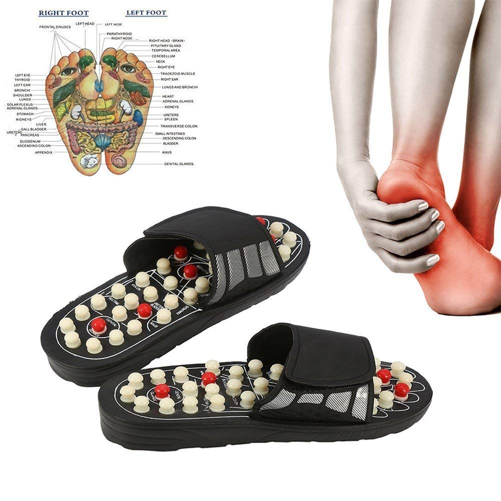 WRJY Acupressure Massage Slippers for Men & Women - Rotating Tai Chi Foot Massager Slippers with Reflexology Points - Comfortable Indoor/Outdoor Use (White, Size 38/39) - Perfect for Relaxation, Stress Relief & Foot Pain After Workouts or Long Day Standing