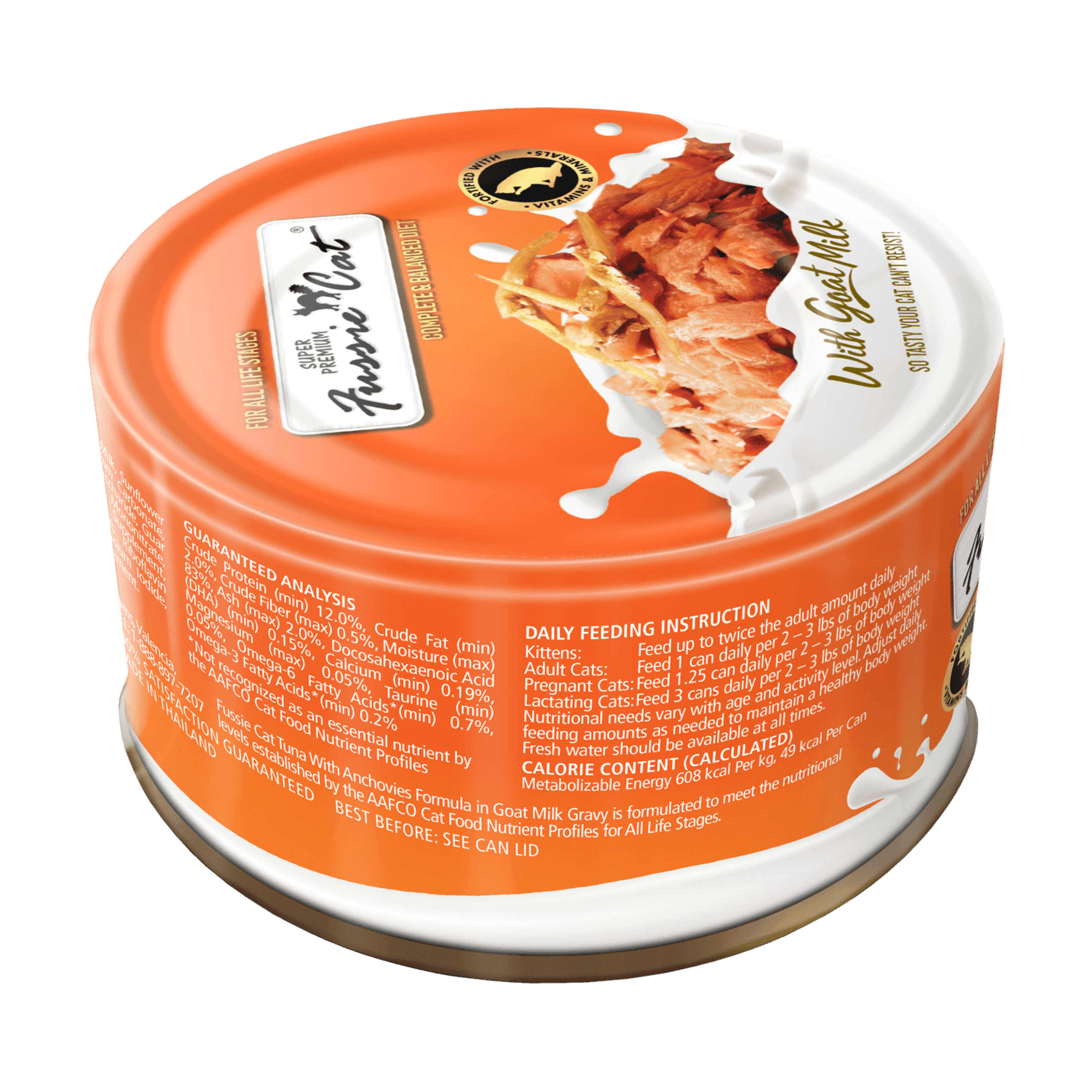 Premium Fussie Cat Goat Milk Tuna with Anchovies in Gravy - 70g Wet Cat Food for Kittens & Adult Cats | High Protein Grain-Free Recipe | Perfect for Picky Eaters & Digestive Health