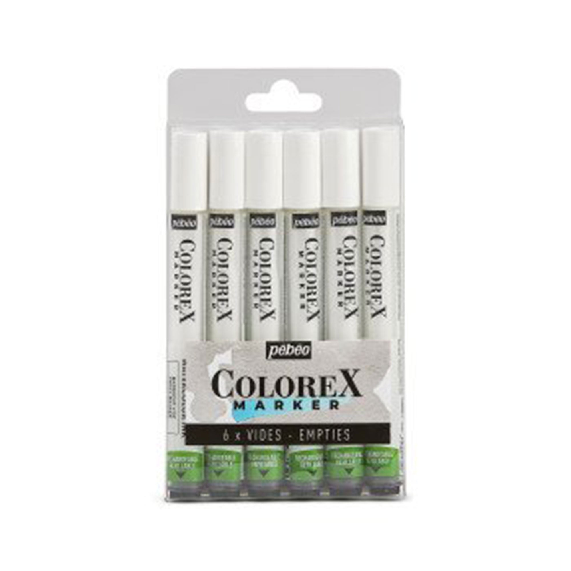 6 Pack Empty Colorex Watercolor Markers - Refillable Art Markers for Artists, Students & DIY Projects - Perfect for Sketching, Calligraphy & Watercolor Painting
