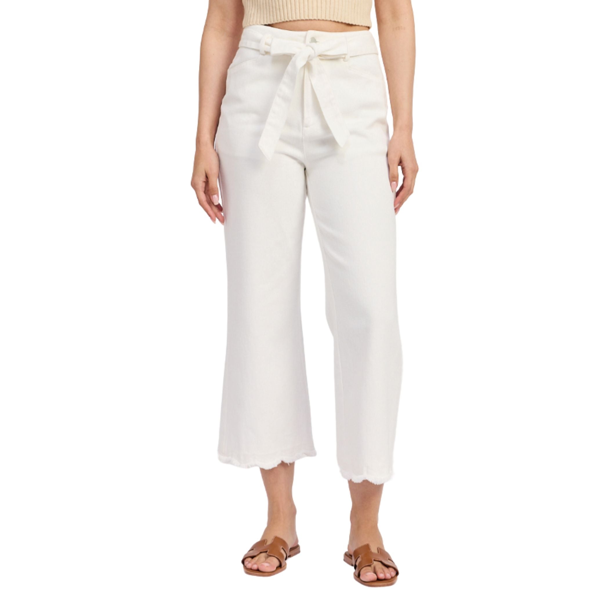 Courtney Tie Waist Pants for Women - High Waisted Wide Leg Trousers with Belt | Office Work, Business Casual & Travel Outfits