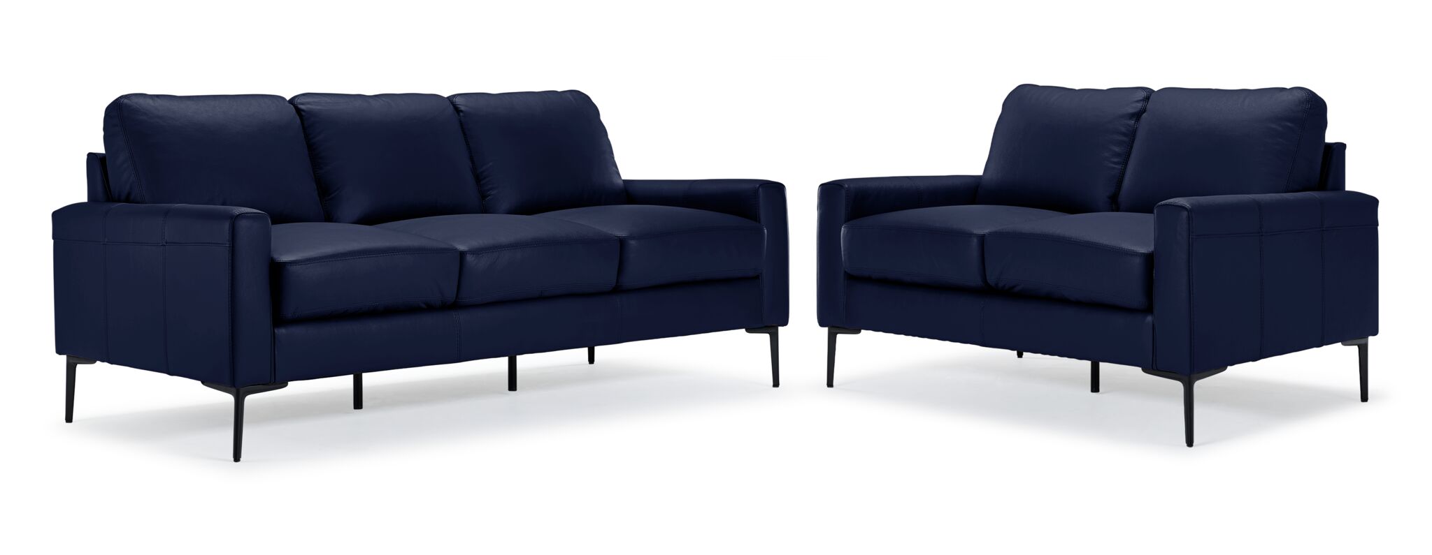 Premium Navy Blue Chito Leather Sofa and Loveseat Set for Living Room - Modern 3-Piece Sectional Furniture with Comfortable Cushions | Perfect for Home Theater, Family Gatherings & Cozy Relaxation