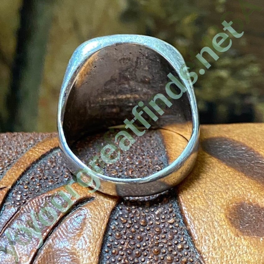 Authentic Southwest Style 925 Sterling Silver Ring with Turquoise Chip Mosaic - Size 9.5 - Handmade Native American Jewelry for Women - Perfect for Boho Fashion, Western Wear & Special Occasions