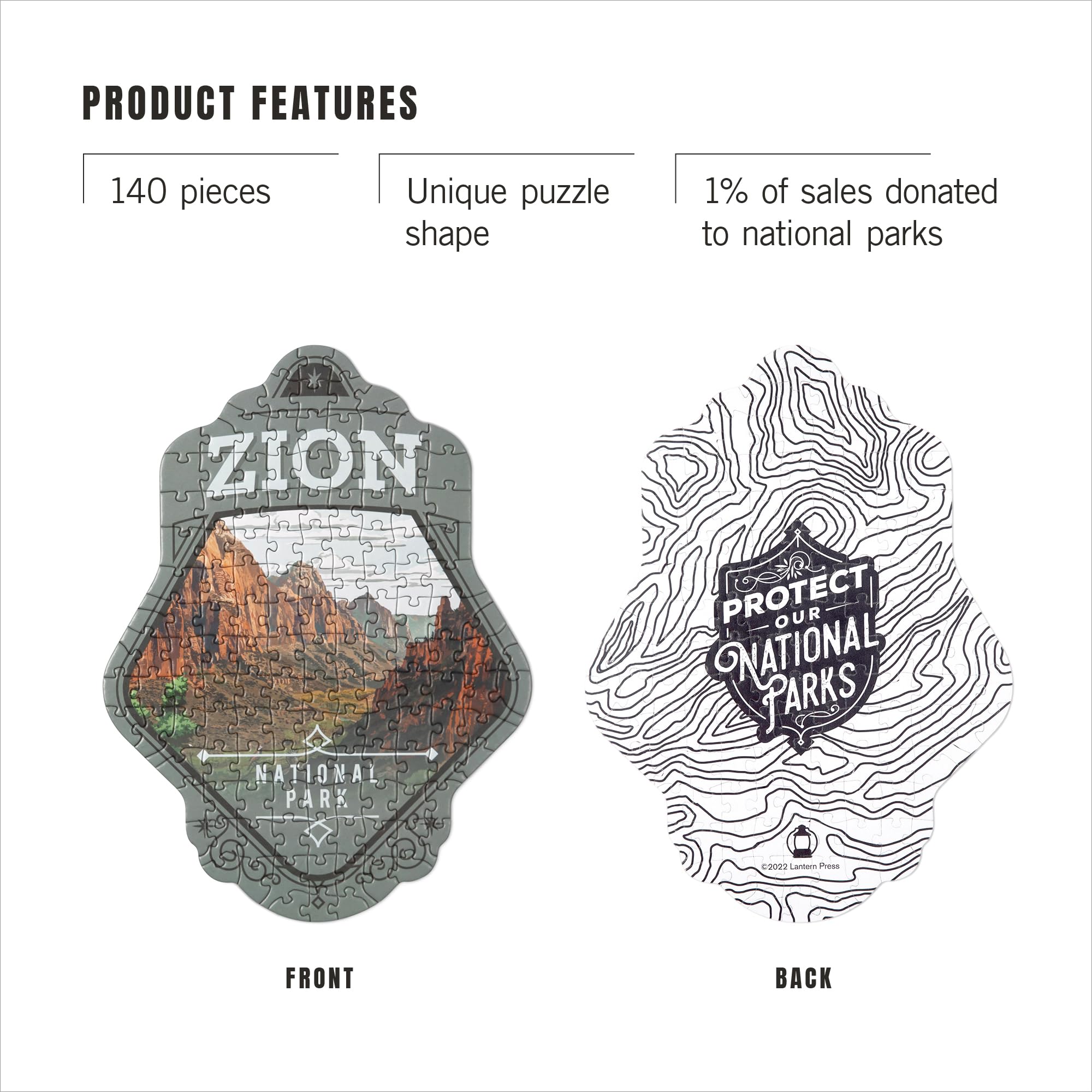 Lantern Press Mini Shaped Adult Jigsaw Puzzle - Zion National Park Conservation Theme | Perfect for Home Decor, Relaxation & National Park Enthusiasts